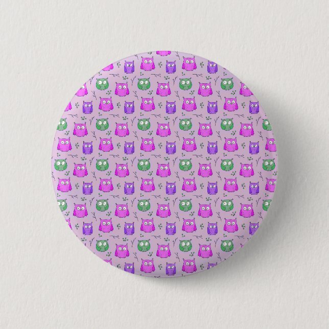Badge Rond 5 Cm Motif de chouette violette (Devant)