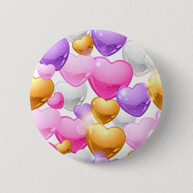 Badge Rond 5 Cm Motif de coeur (Devant)
