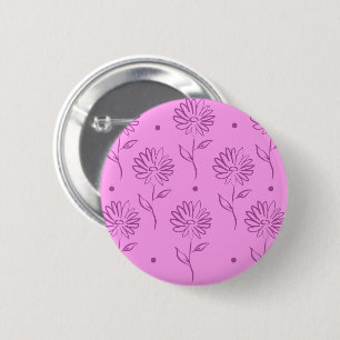 Badge Rond 5 Cm Motif de contour de fleurs violettes
