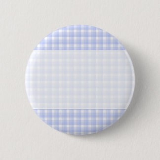 Badge Rond 5 Cm Motif de contrôle de guingan. Bleu-clair et blanc