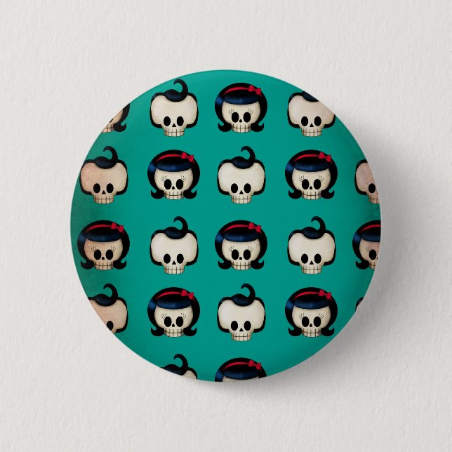 Badge Rond 5 Cm Motif de crânes de rockabilly (Devant)