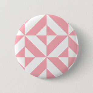 Badge Rond 5 Cm Motif de cube géométrique Melon rose