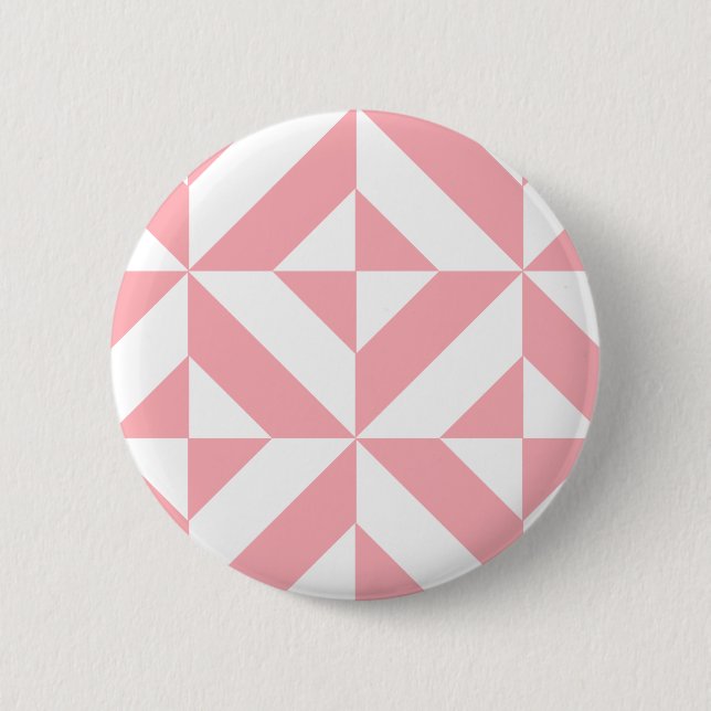 Badge Rond 5 Cm Motif de cube géométrique Melon rose (Devant)