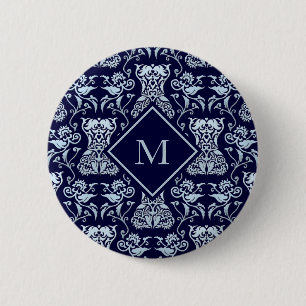 Badge Rond 5 Cm Motif de Damas de Corse Florale