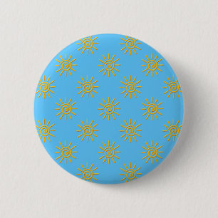 Badge Rond 5 Cm motif de dessin 3D Jaune Sun