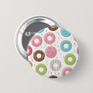 Badge Rond 5 Cm Motif de Donuts Colorés Rétro pour une Fête Amusan