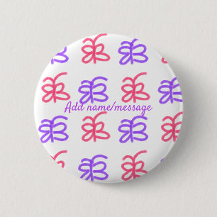 Badge Rond 5 Cm Motif de doodle de papillon rose violet ajouter le