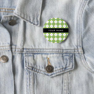 Badge Rond 5 Cm Motif de feuille, feuilles vertes, votre nom