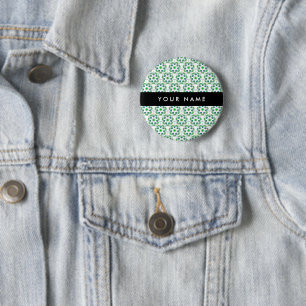 Badge Rond 5 Cm Motif de feuille, feuilles vertes, votre nom