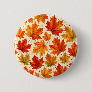 Badge Rond 5 Cm Motif de feuilles d'érable d'automne Feuille rou