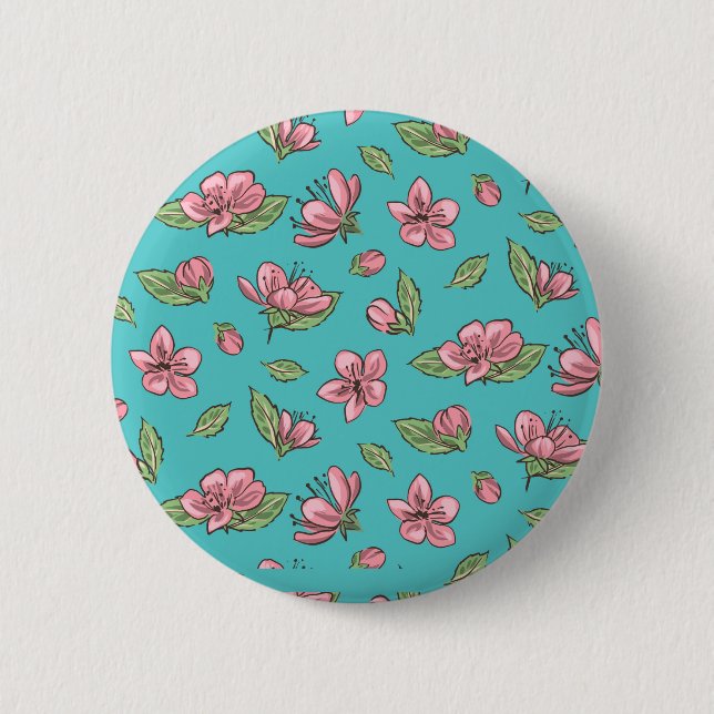 Badge Rond 5 Cm Motif de fleurs (Devant)