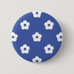 Badge Rond 5 Cm Motif de fleurs blanches