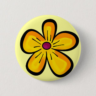 Badge Rond 5 Cm Motif de fleurs jaunes