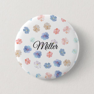 Badge Rond 5 Cm Motif de fleurs sauvages pastel doux