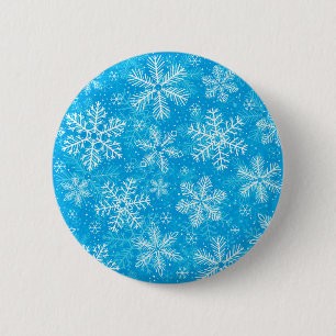 Badge Rond 5 Cm Motif de flocons blancs