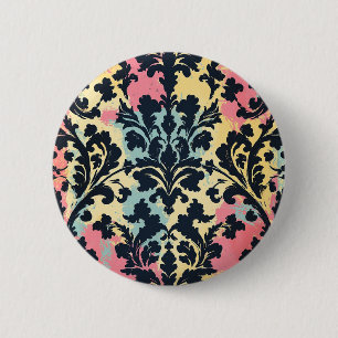 Badge Rond 5 Cm Motif de flourish damassé vintage