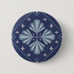 Badge Rond 5 Cm Motif de formes géométriques bleues