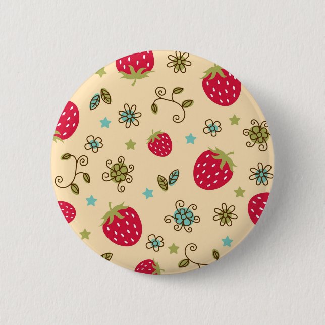 Badge Rond 5 Cm Motif de fraises (Devant)
