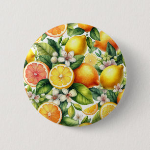 Badge Rond 5 Cm Motif de fruits d'agrumes à l'aquarelle