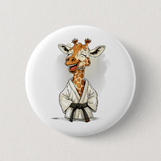 Badge Rond 5 Cm Motif de girafe de karaté Taekwondo Jiu-Jitsu Mma