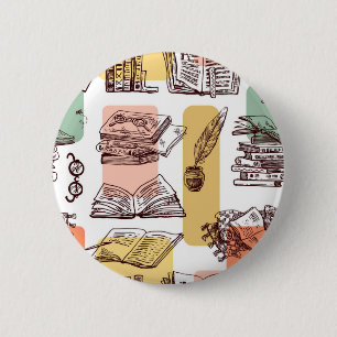 Badge Rond 5 Cm Motif de livre