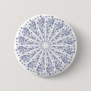 Badge Rond 5 Cm Motif de mandala bleu
