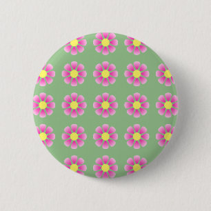 Badge Rond 5 Cm Motif de marguerite rose