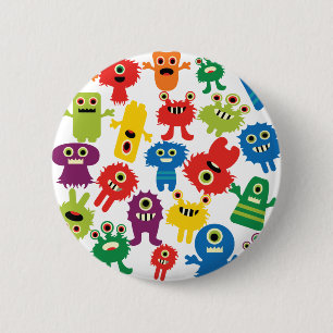 Badge Rond 5 Cm Motif de Monstres colorés et amusants