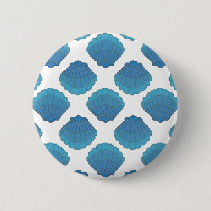 Badge Rond 5 Cm Motif de mosaïque Blue Seashell