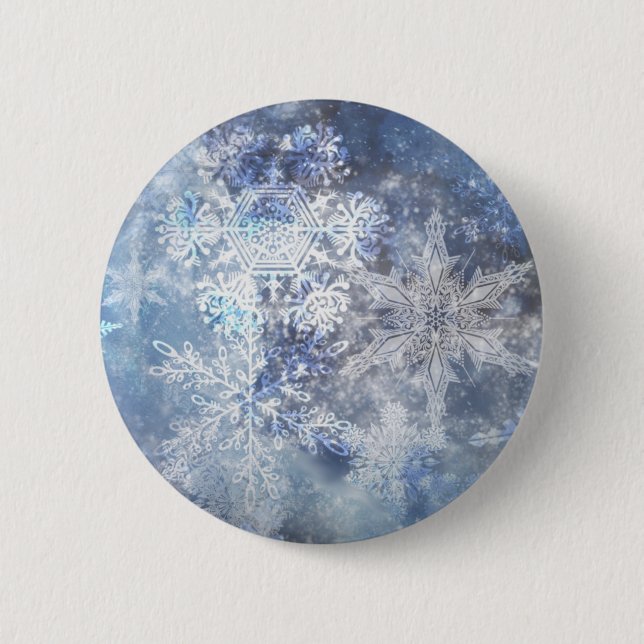 Badge Rond 5 Cm Motif de Noël bleu texturé de glace et de neige (Devant)