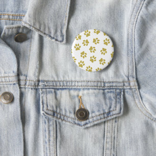 Badge Rond 5 Cm Motif De Pailles, Pailles De Chien, Pâtes D'Or