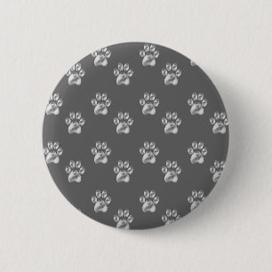 Badge Rond 5 Cm Motif de patte mignon et élégant sur gris foncé
