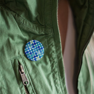 Badge Rond 5 Cm Motif de points - bleu et vert