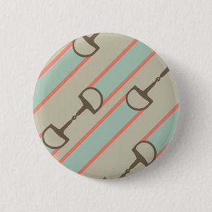 Badge Rond 5 Cm Motif de ruban de Coral et Mint Horse Bit