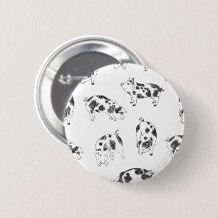 Badge Rond 5 Cm Motif de taches de vache en noir et blanc dessiné