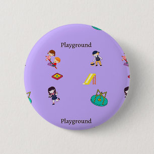Badge Rond 5 Cm Motif de terrain de jeu sur violet
