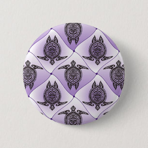 Badge Rond 5 Cm Motif de tortues de mer chamanique - violet