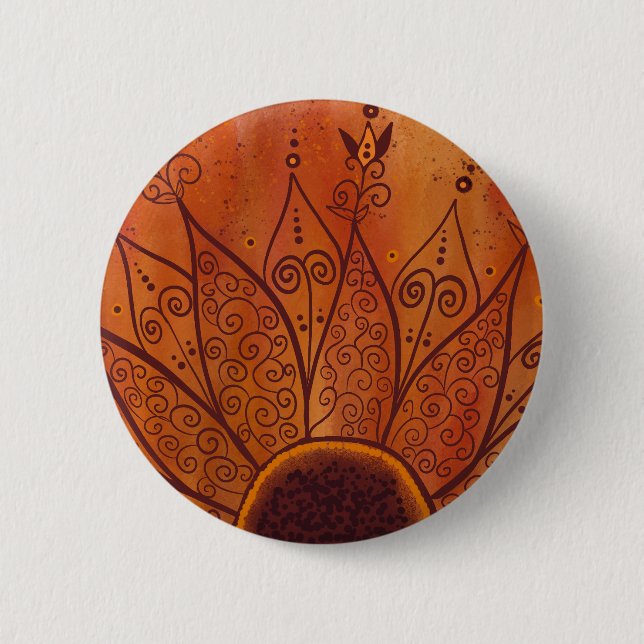 Badge Rond 5 Cm Motif de tournesol Abstrait (Devant)