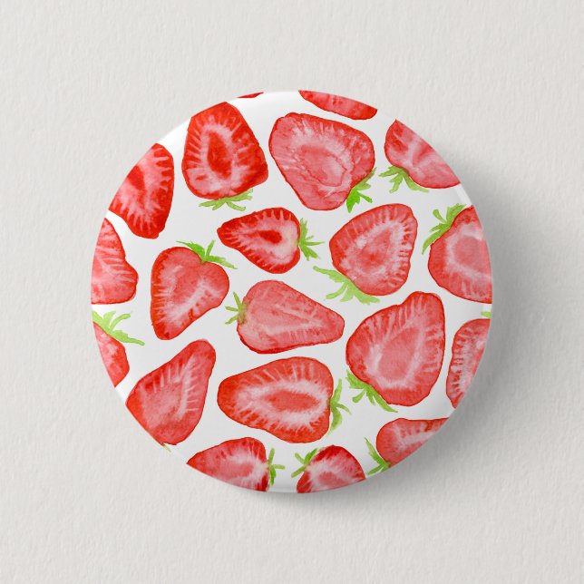 Badge Rond 5 Cm Motif de tranches de fraise d'aquarelle (Devant)