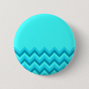 Badge Rond 5 Cm Motif de zigzag de turquoise. Plaine de partie