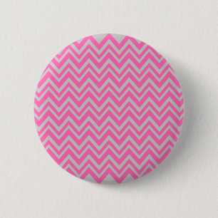 Badge Rond 5 Cm Motif de Zigzag rose et gris chaud