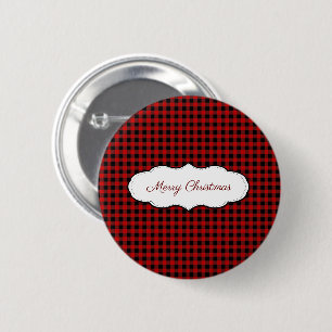 Badge Rond 5 Cm Motif des chèques en carton noir et rouge de Buffa