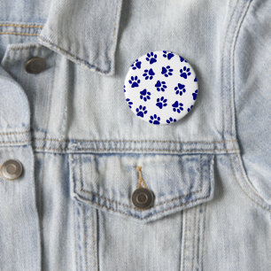 Badge Rond 5 Cm Motif Des Paws, Paws Chiens, Paws Bleus Marine
