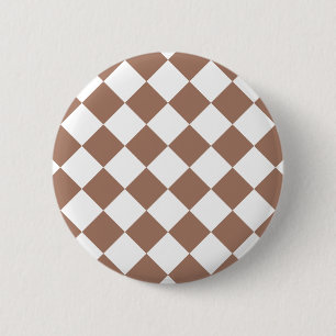 Badge Rond 5 Cm Motif diamant en blanc et Mocha Mousse