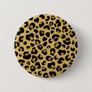 Badge Rond 5 Cm Motif d'impression Leopard Cheetah jaune or