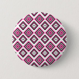 Badge Rond 5 Cm Motif d'inspiration géométrique rose chaud