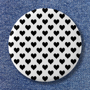 Badge Rond 5 Cm Motif du coeur noir