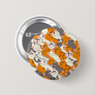 Badge Rond 5 Cm Motif en diagonale du chat noir blanc gingembre