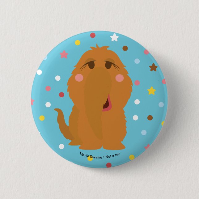 Badge Rond 5 Cm Motif Étoiles et Points Bleus de Snuffleupagus (Devant)