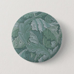 Badge Rond 5 Cm Motif feuille d'acanthe bleu sarcelle de William M